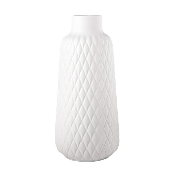 Ceramic Round Vase Matte Finish White-12.00"H -229