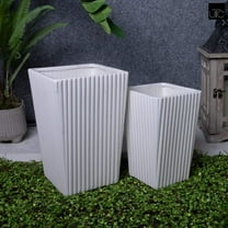 Flyn Ceramic Square Corrugated Vase (Set of 2)