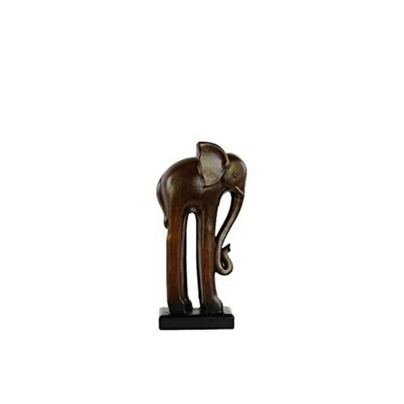 Urban Trends Ceramic Standing Long-Legged Elephant Figurine on Base SM Glaze Finish Espresso Brown, Large, Copper