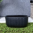 thumbnail image 1 of {Quade Oval Ceramic Pot with Arrow Pattern- Modern Decorative Planter for Indoor Plants, Flower Vase, Home and Office Decor-Black}, 1 of 6