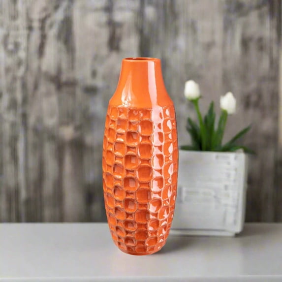 Ansel Abstract Ceramic Vase – Decorative Modern Home Decor, Tabletop Accent, Flower Vase, Living Room & Office Décor (Size- 4.75"x12.00"H, Yellow)