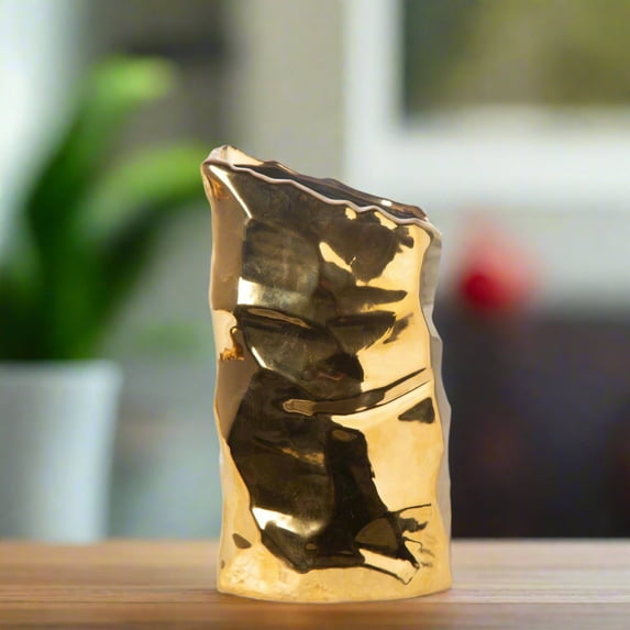 Cambri Ceramic Vase with Embossed Wave Abstract Design