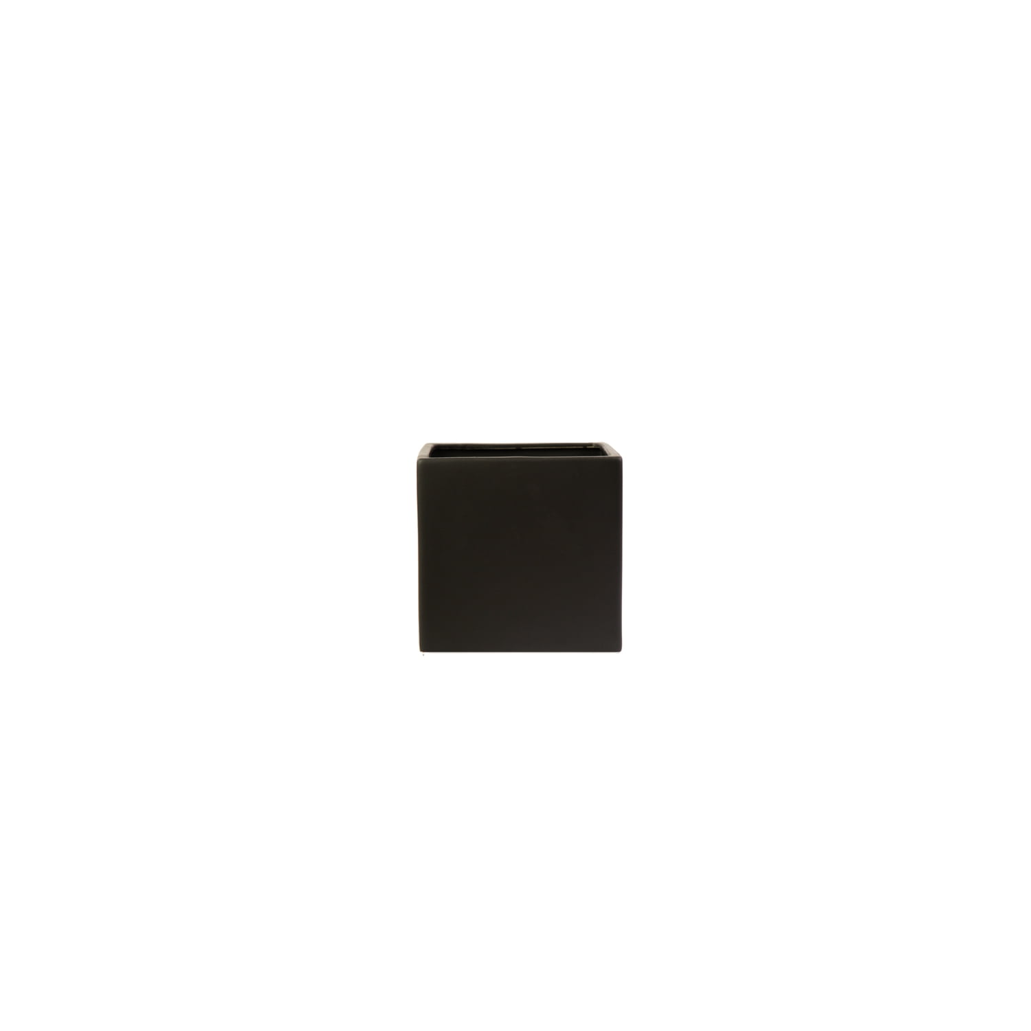 Medium Matte Black Ceramic Square Pot