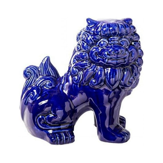 Urban Trends Collection 13019 Porcelain Sitting Foo Dog Figurine, Navy Blue