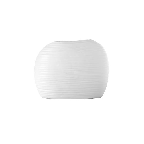 Ceramic Short Oval Irregular Vase Matte Finish White-9.00"H