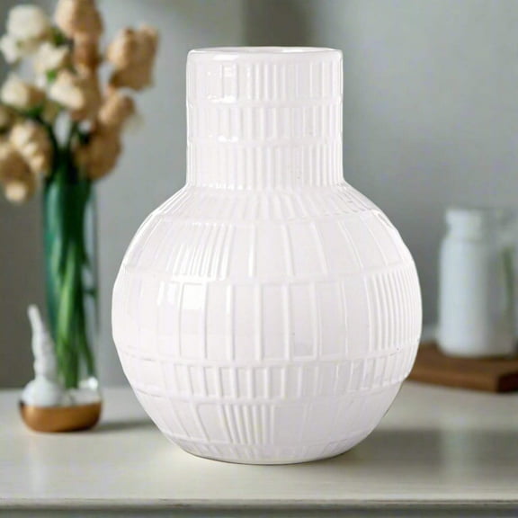 Jemsa Embossed Lattice Ceramic Vase
