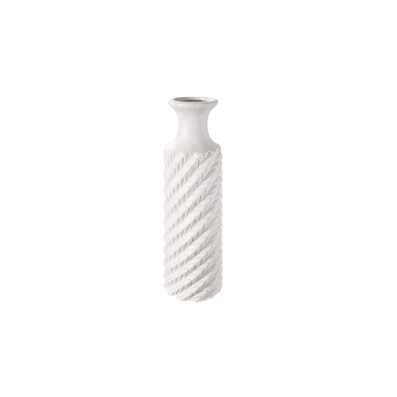 Ceramic Round Bottle Vase Matte Finish White