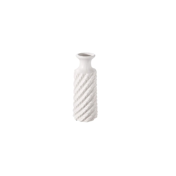 Ceramic Round Bottle Vase Matte Finish White