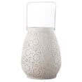 thumbnail image 1 of Urban Trends Collection 23307 Metal Round Bellied Lantern with Top Handle & Circled Pinhole Pattern Design Body, Painted White - Small, 1 of 1