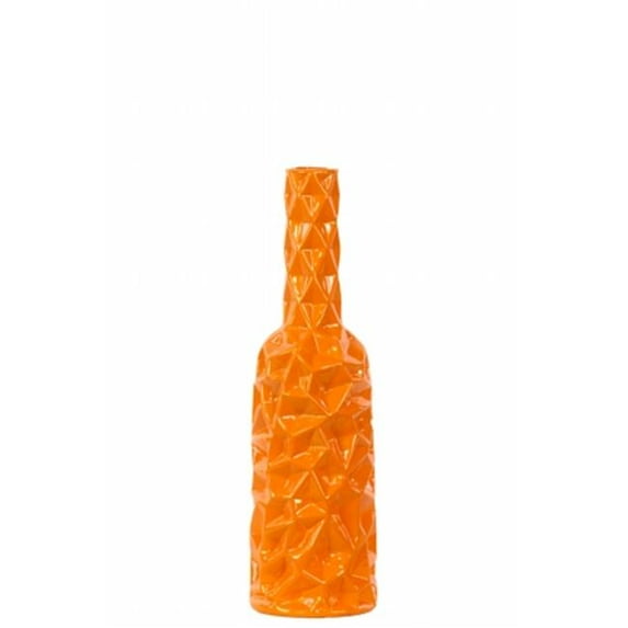 Urban Trends Collection 24440 Ceramic Round Bottle Vase With Wrinkled Sides, Medium - Orange