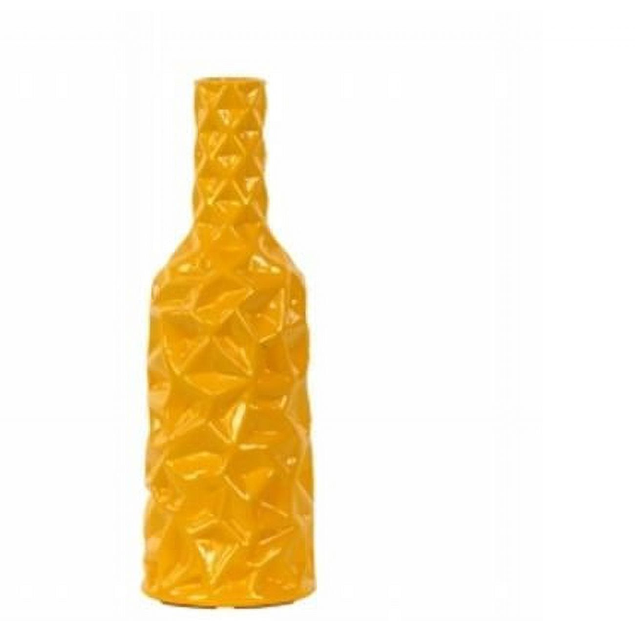 Urban Trends Wrinkled Ceramic Round Bottle Vase - Yellow 12"
