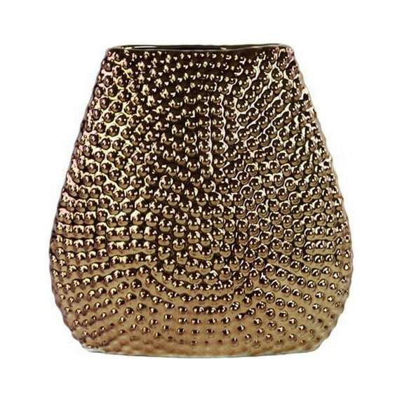Urban Trends Collection 24462 Stoneware Elliptical Bellied Vase Beaded Chrome - Bronze