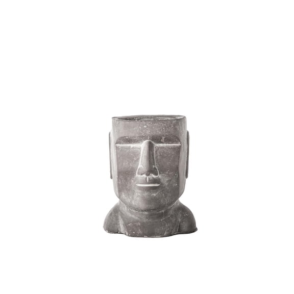 Cement Easter Island Head Pot Concrete Finish Gray