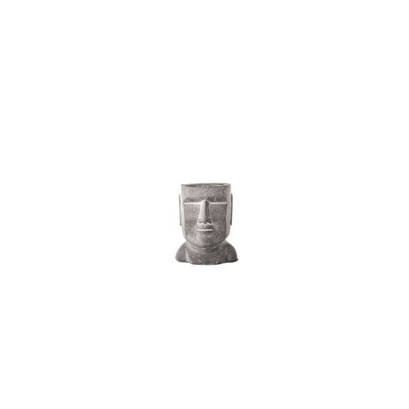 Cement Easter Island Head Pot Concrete Finish Gray