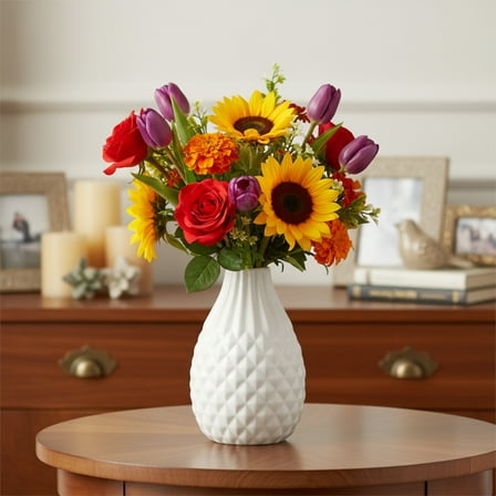 Katlynne Ceramic Engraved White Vases