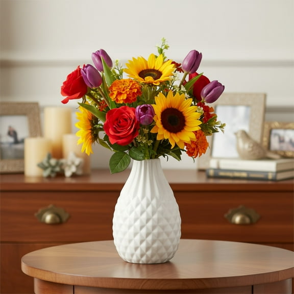 Katlynne Ceramic Engraved White Vases