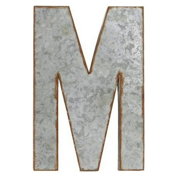 Urban Trends Collection 34904 Metal Alphabet Wall Decor Letter M Rusted Edge Effect, Galvanized Zinc