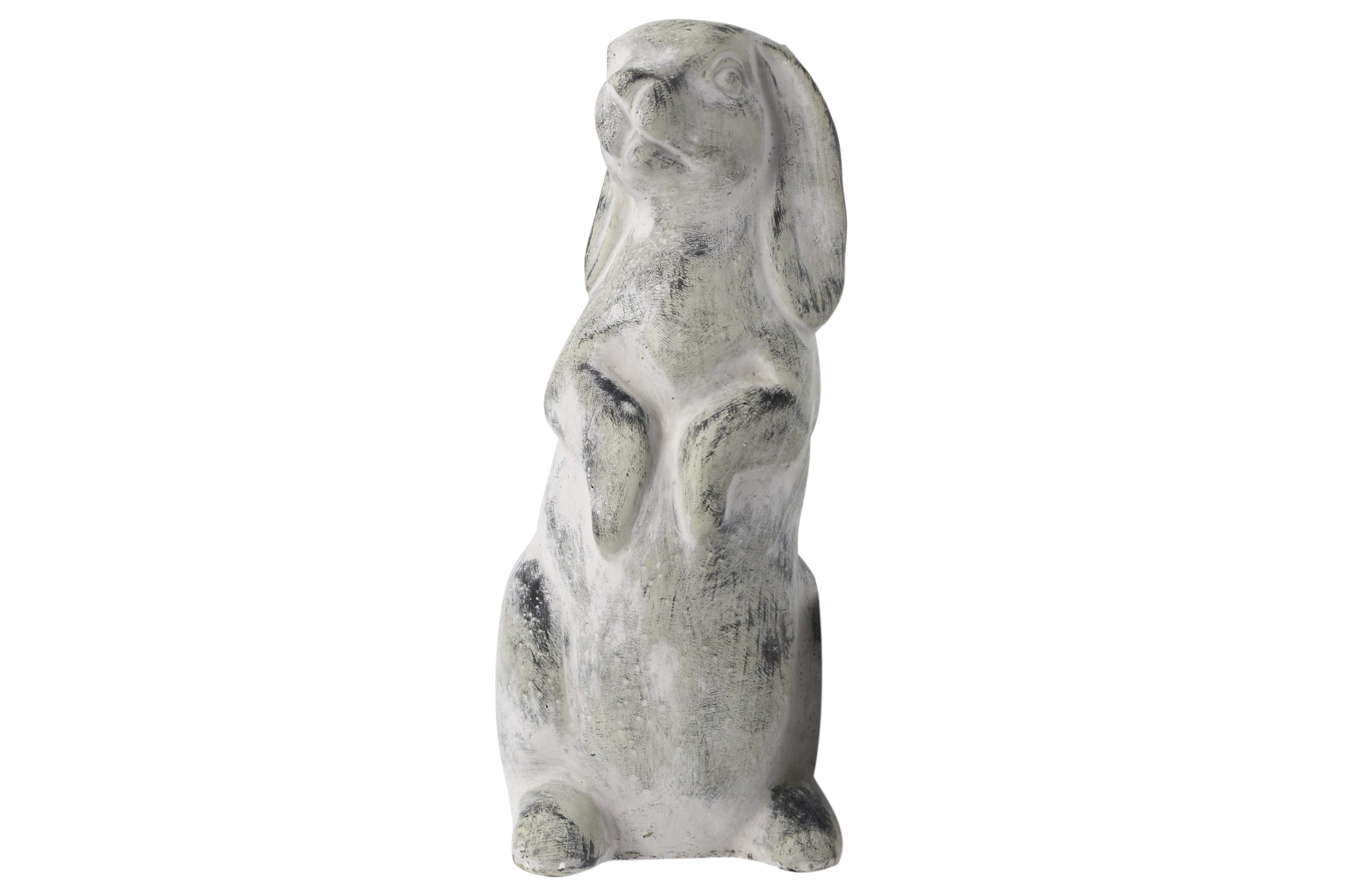 Cement Rabbit Statue Natural Finish Gray-13.50