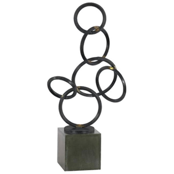 Urban Trends Collection 39609 Metal Abstract Intertwined Circles Sculpture on Square Base, Silver