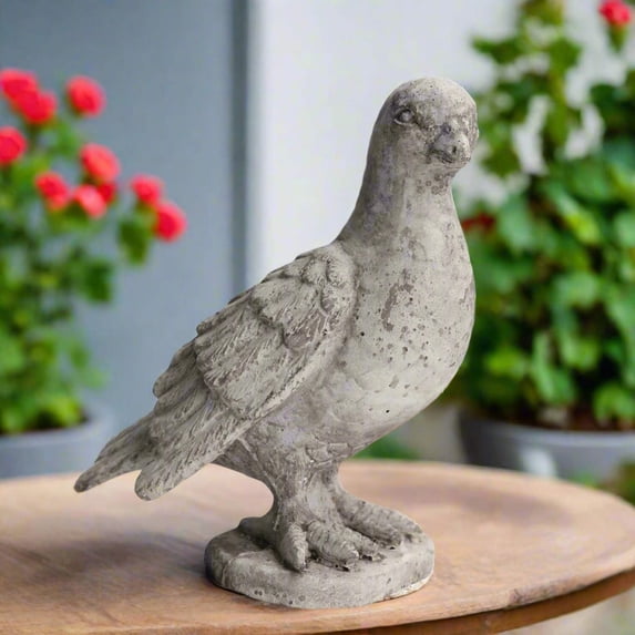 Cement Cardinal Bird Figurine, Gray Decorative Bird Statue for Home Décor