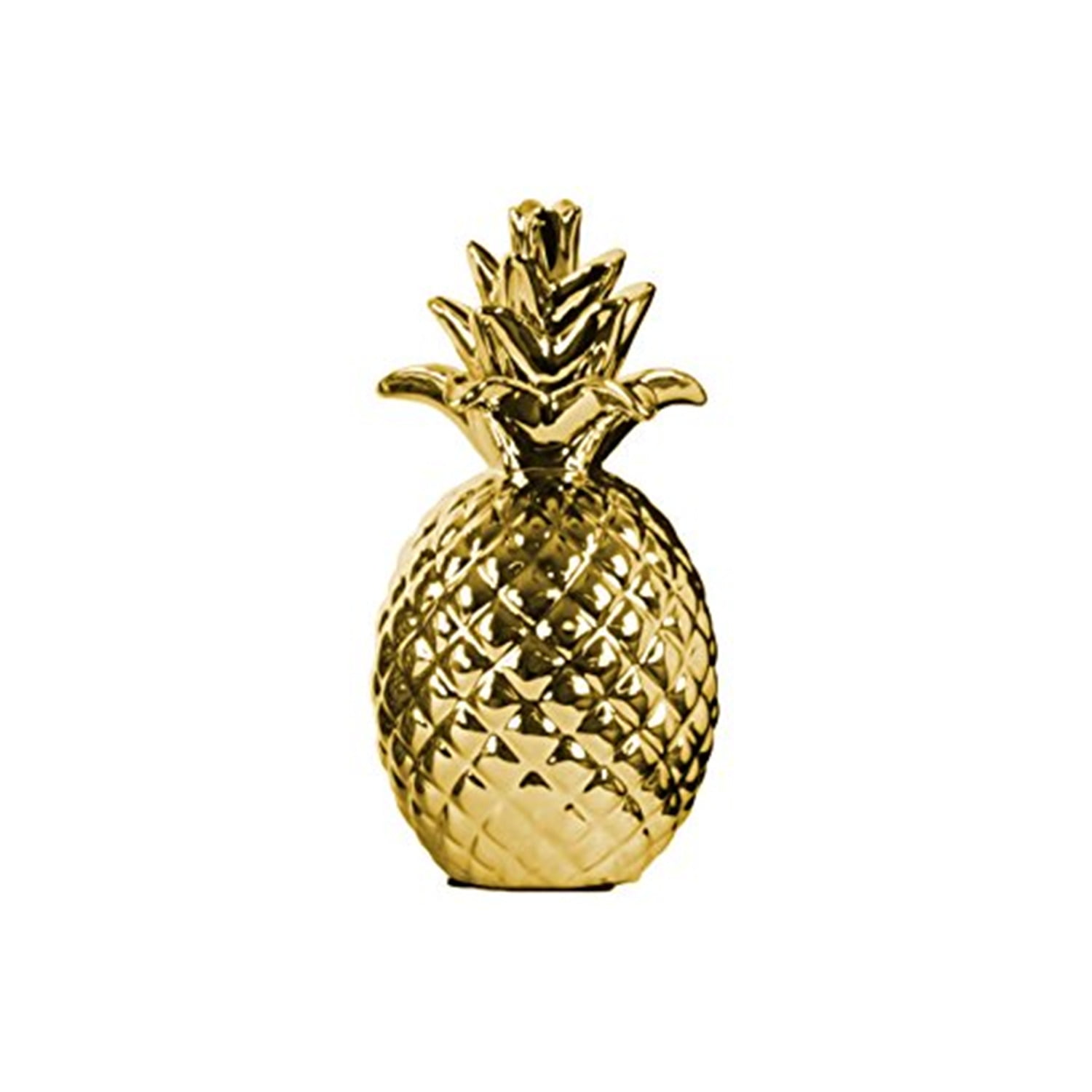 Gold Ceramic Pineapple Figurine with Polished Chrome Finish