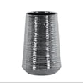thumbnail image 1 of Lynde Combed Electroplated Metallic Vase, Decorative Modern Flower Vase for Home Décor, Living Room & Tabletop (Size- 5.00" D × 5.00" W × 7.50" H, silver), 1 of 7