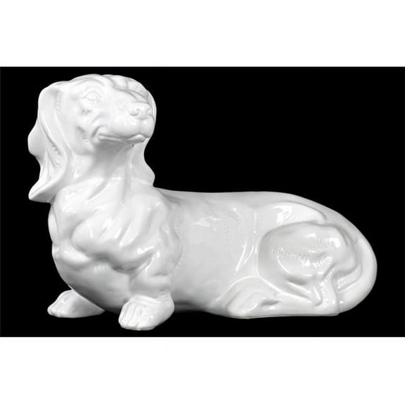Urban Trends Ceramic Laying Dachshund Dog Gloss Black
