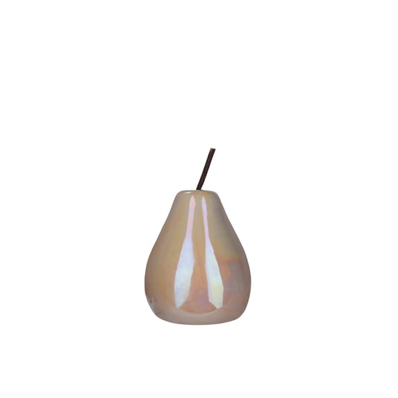 Hazel Pearlescent Ceramic Pear Figurine – Decorative Fruit Statue, Modern Home Decor Accent for Living Room, Tabletop, Shelf, Centerpiece Gift (Small, Off white)