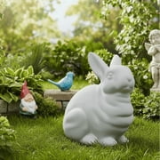 Terracotta Kneeling Rabbit Figurine, Gray Decorative Bunny Statue for Home Décor