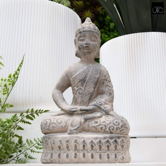 Urban Trends Collection: Cement Buddha Figurine Washed Finish Gray