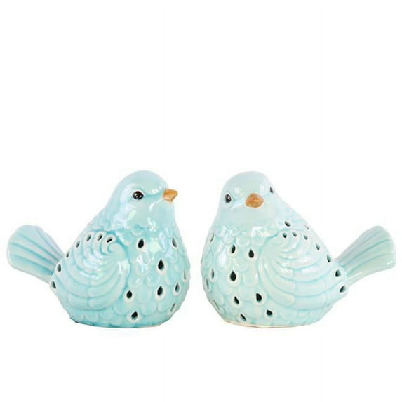 Urban Trends Collection 12957-AST Ceramic Bird Figurine With Cutout Design - Sky Blue