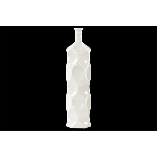 Elegant Large White Ceramic Bottle Vase with Textured Dimpled Sides