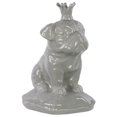 thumbnail image 1 of Urban Trends Ceramic Sitting British Bulldog Figurine with 5 Spiked Crown on Cushion Base Gloss Finish Gray, 1 of 2