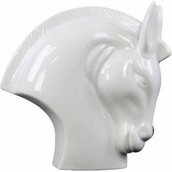 Urban Trends Collection: Ceramic Horse Head, Polished Chrome Finish, Silver