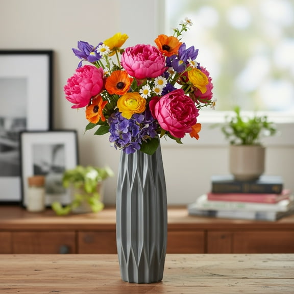 Leelie Ceramic Patterned Bellied Round Vase