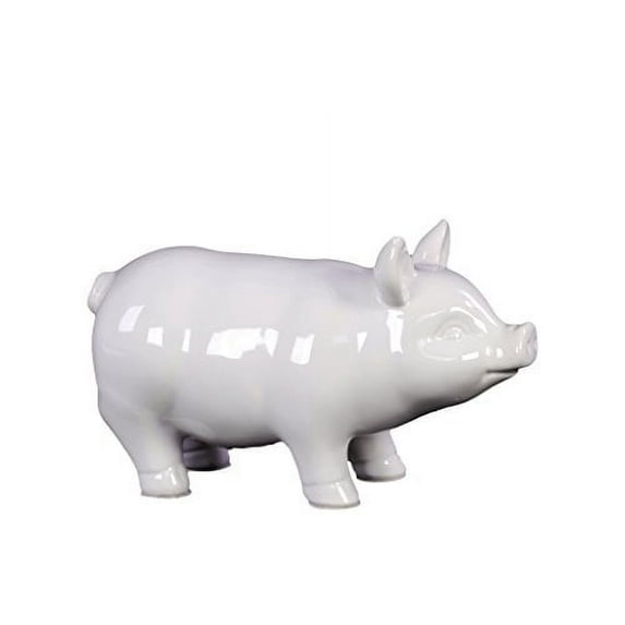 Urban Trends Collection: Ceramic Pig Figurine, Gloss Finish, White