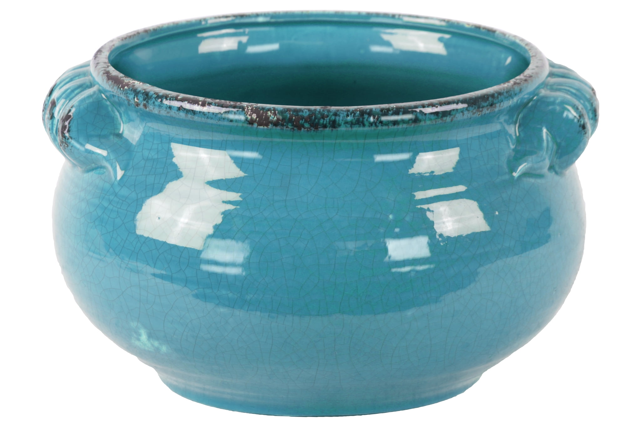 UTC31828 Ceramic Wide Round Bellied Tuscan Pot with Handles LG ...