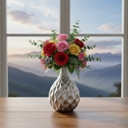 Maia Ceramic Embossed Wave Pattern Vase