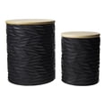 thumbnail image 1 of Urban Trends Collection  Ceramic Round Canister with Bamboo Lid & Engraved Pattern Design Body, Matte White - Set of 2, 1 of 1