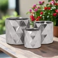 thumbnail image 1 of Urban Trends Collection Dagen Diamond Embossed Ceramic Planter Pots, Decorative Pattern Design, Set of 3, White, 1 of 7