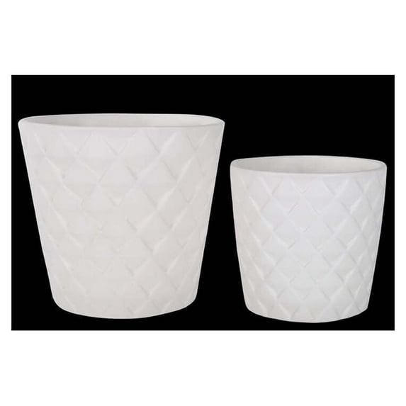 Urban Trends Collection Ceramic Round Pot with Embossed Diamond Scale Pattern, Set of 2