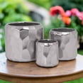 thumbnail image 1 of Vara Embossed White Ceramic Planter Pots Set of 3 – Decorative Indoor Plant Pots for Living Room, Office & Home Décor -Silver, 1 of 1