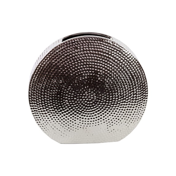 Ceramic Vase Polished Chrome Finish Silver 9.25"H -274