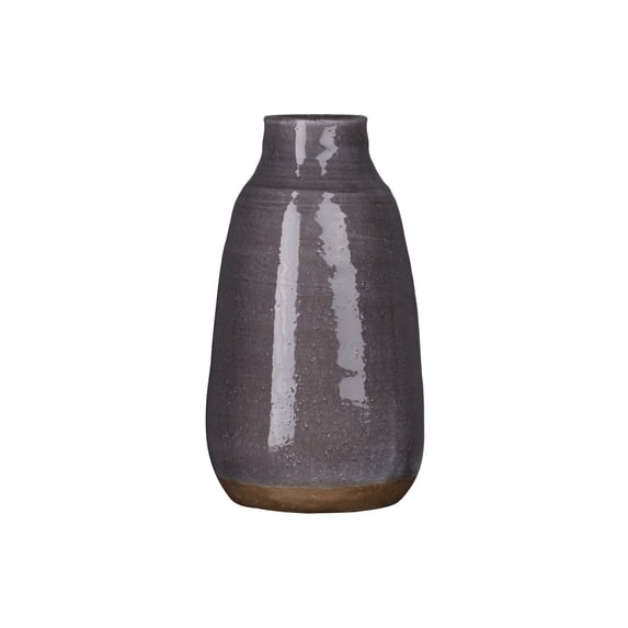 Ceramic Round Vase Gloss Finish Dark Gray..8.00"x8.00"x14.50"H