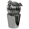 thumbnail image 1 of Urban Trends Collection Coated Finish Silver Ceramic Large Cactus Figurine with Flowers, 1 of 2