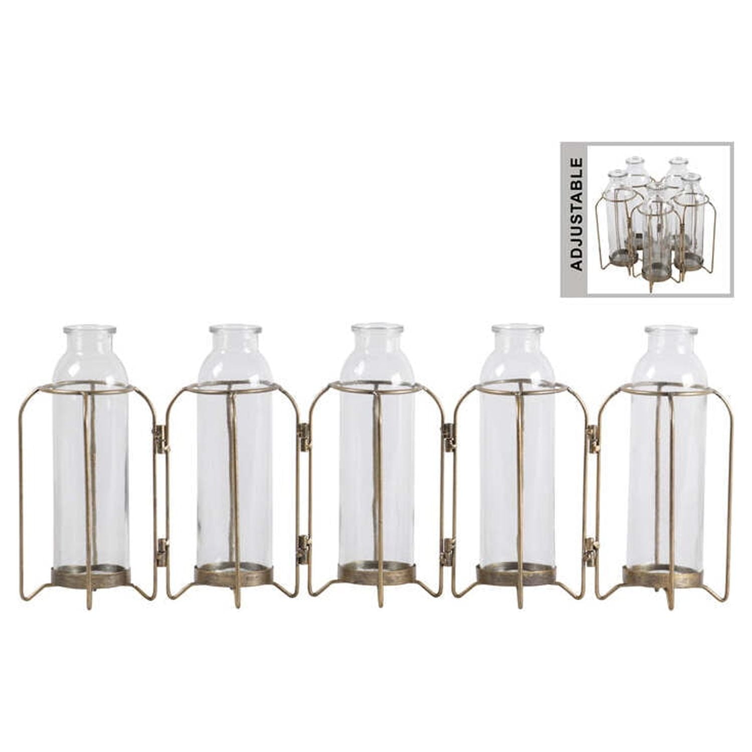 Urban Trends Collection Metal Hinged Bud Vase Holder with 5 Glass