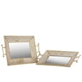 thumbnail image 1 of Urban Trends Metal Rectangular Tray with Mirror Surface and Handles and Pierced Metal Sides Set of Two Electroplated Finish Gold, 1 of 2