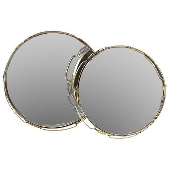 Urban Trends Collection Metal Tray with Glass Base Set of Two