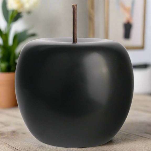 Calira Pearlescent Apple Figurine – Decorative Ceramic Apple Sculpture, Modern Tabletop Home Décor Accent for Living Room, Coffee Table, Shelf & Office (Black)