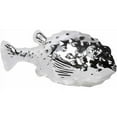 thumbnail image 1 of Porcelain Pufferfish Figurine Polished Chrome Finish Silver, 1 of 2